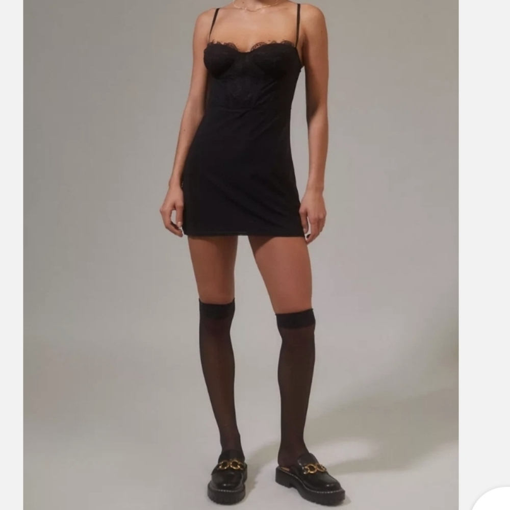 Urban Outfitters Modern Love Bustier Mini Dress Black Lace Corset Size S